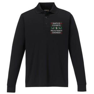 Ugly Xmas Sweater SantaS Favorite Mechatronics Engineer Gift Performance Long Sleeve Polo