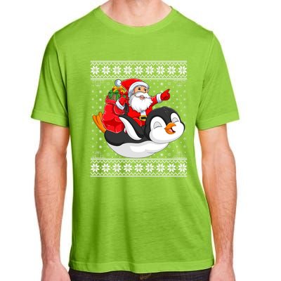 Ugly Xmas Sweater Style Santa Riding Penguin Christmas Gift Adult ChromaSoft Performance T-Shirt