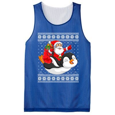 Ugly Xmas Sweater Style Santa Riding Penguin Christmas Gift Mesh Reversible Basketball Jersey Tank