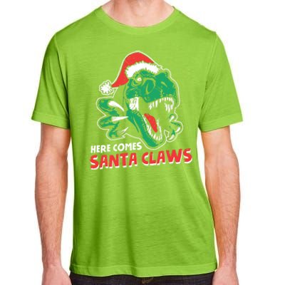 Ugly Xmas Sweaters: Dinosaur Here Comes Santa Claws Claus Gift Adult ChromaSoft Performance T-Shirt