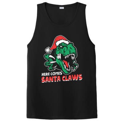 Ugly Xmas Sweaters: Dinosaur Here Comes Santa Claws Claus Gift PosiCharge Competitor Tank