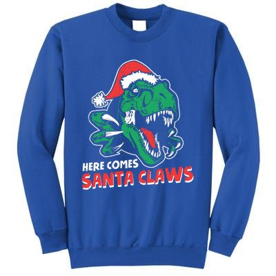 Ugly Xmas Sweaters: Dinosaur Here Comes Santa Claws Claus Gift Sweatshirt