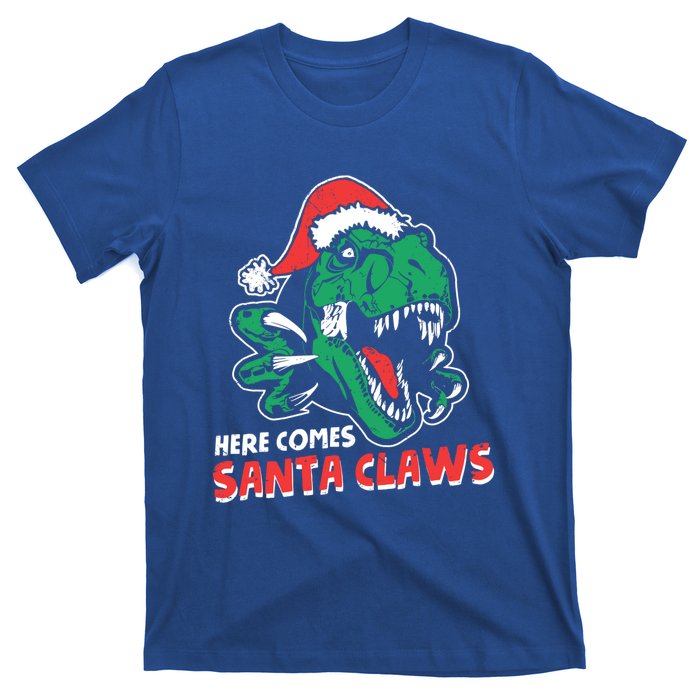 Ugly Xmas Sweaters: Dinosaur Here Comes Santa Claws Claus Gift T-Shirt