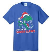 Ugly Xmas Sweaters: Dinosaur Here Comes Santa Claws Claus Gift Tall T-Shirt