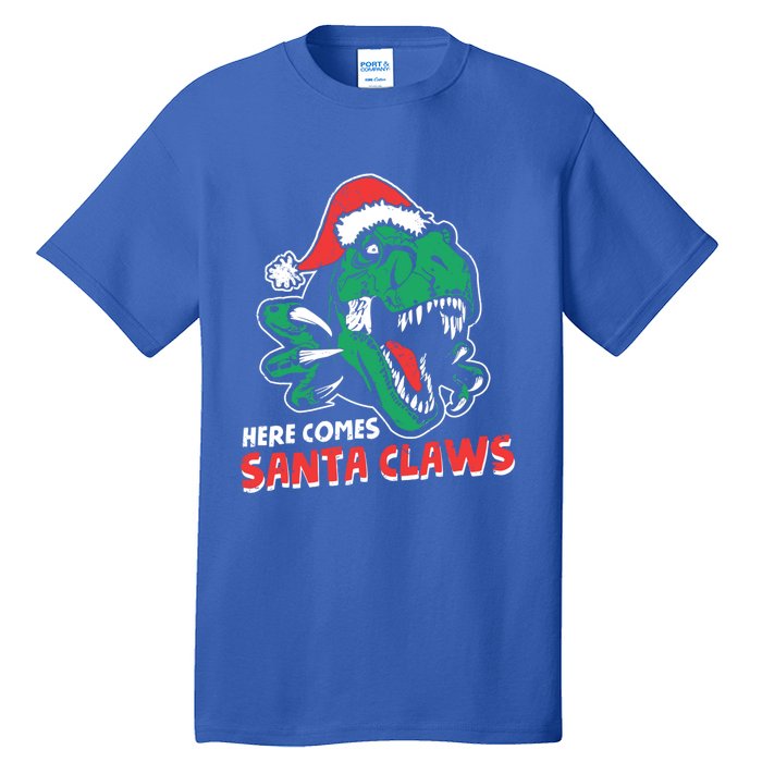 Ugly Xmas Sweaters: Dinosaur Here Comes Santa Claws Claus Gift Tall T-Shirt