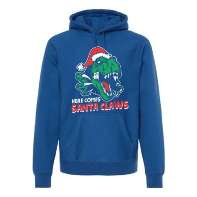 Ugly Xmas Sweaters: Dinosaur Here Comes Santa Claws Claus Gift Premium Hoodie