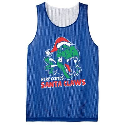 Ugly Xmas Sweaters: Dinosaur Here Comes Santa Claws Claus Gift Mesh Reversible Basketball Jersey Tank