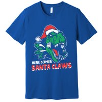 Ugly Xmas Sweaters: Dinosaur Here Comes Santa Claws Claus Gift Premium T-Shirt