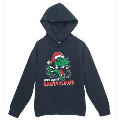 Ugly Xmas Sweaters: Dinosaur Here Comes Santa Claws Claus Gift Urban Pullover Hoodie