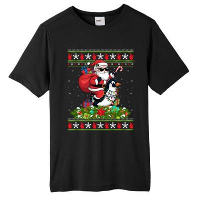 Ugly Xmas Style Santa Riding Penguin Bird Christmas Funny Gift Tall Fusion ChromaSoft Performance T-Shirt