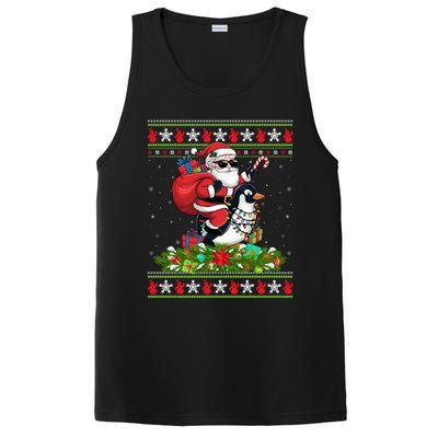 Ugly Xmas Style Santa Riding Penguin Bird Christmas Funny Gift PosiCharge Competitor Tank