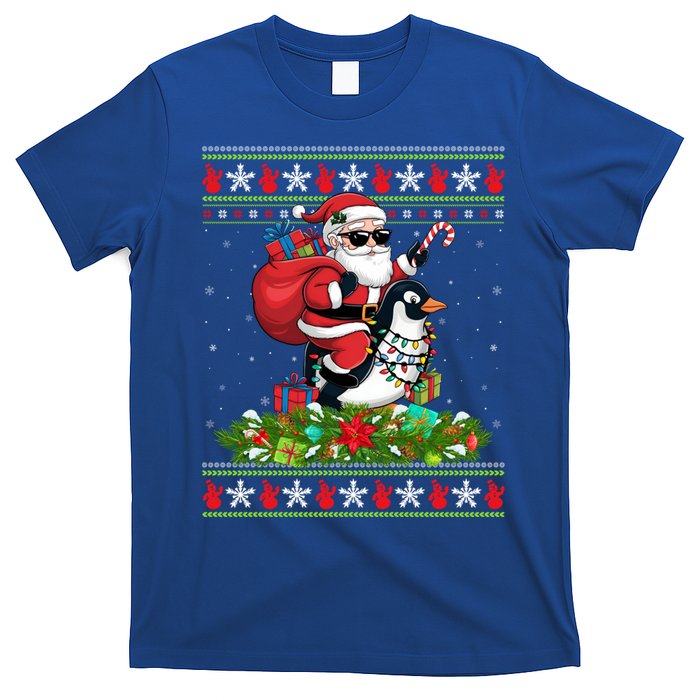 Ugly Xmas Style Santa Riding Penguin Bird Christmas Funny Gift T-Shirt