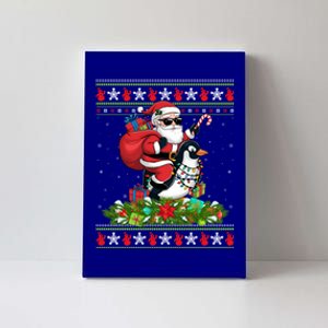 Ugly Xmas Style Santa Riding Penguin Bird Christmas Funny Gift Canvas