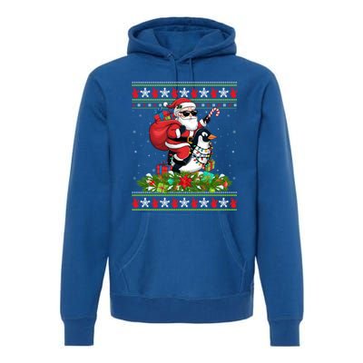 Ugly Xmas Style Santa Riding Penguin Bird Christmas Funny Gift Premium Hoodie