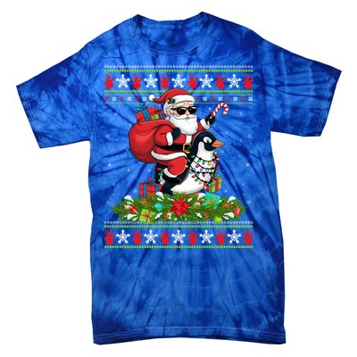 Ugly Xmas Style Santa Riding Penguin Bird Christmas Funny Gift Tie-Dye T-Shirt