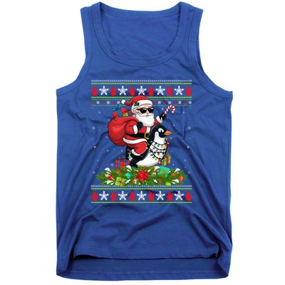 Ugly Xmas Style Santa Riding Penguin Bird Christmas Funny Gift Tank Top