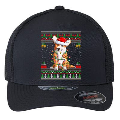 Ugly Xmas Sweater Style Santa Corgi Dog Christmas Gift Flexfit Unipanel Trucker Cap