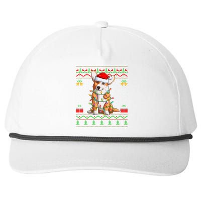 Ugly Xmas Sweater Style Santa Corgi Dog Christmas Gift Snapback Five-Panel Rope Hat