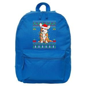 Ugly Xmas Sweater Style Santa Corgi Dog Christmas Gift 16 in Basic Backpack