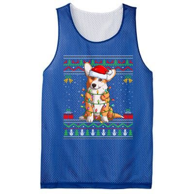 Ugly Xmas Sweater Style Santa Corgi Dog Christmas Gift Mesh Reversible Basketball Jersey Tank