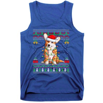 Ugly Xmas Sweater Style Santa Corgi Dog Christmas Gift Tank Top