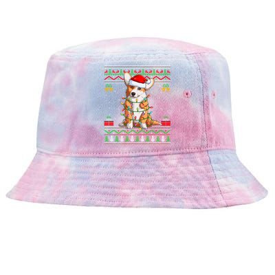 Ugly Xmas Sweater Style Santa Corgi Dog Christmas Gift Tie-Dyed Bucket Hat