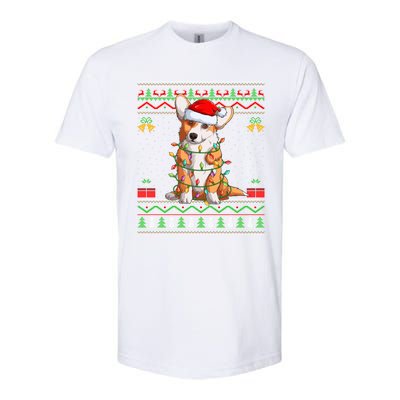 Ugly Xmas Sweater Style Santa Corgi Dog Christmas Gift Softstyle® CVC T-Shirt