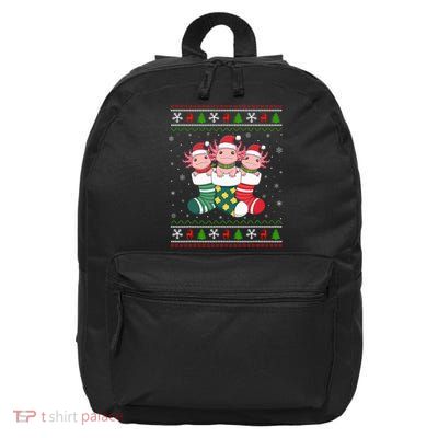  Ugly Xmas Sweater Axolotl In Christmas Socks  16 in Basic Backpack