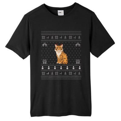 Ugly Xmas Sweater Style Savannah Cat Reindeer Christmas Tall Fusion ChromaSoft Performance T-Shirt