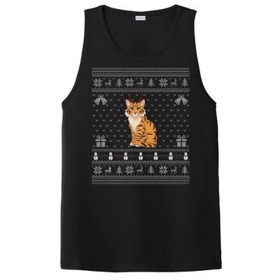 Ugly Xmas Sweater Style Savannah Cat Reindeer Christmas PosiCharge Competitor Tank