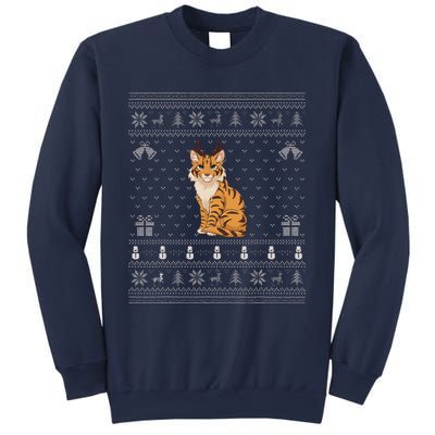 Ugly Xmas Sweater Style Savannah Cat Reindeer Christmas Sweatshirt