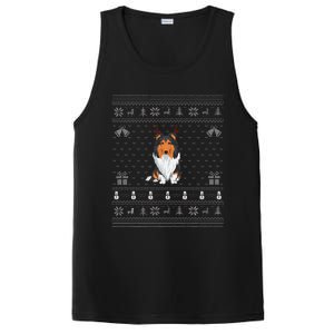 Ugly Xmas Sweater Style Rough Collie Dog Reindeer Christmas PosiCharge Competitor Tank