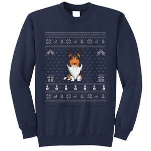 Ugly Xmas Sweater Style Rough Collie Dog Reindeer Christmas Sweatshirt