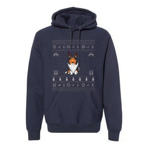 Ugly Xmas Sweater Style Rough Collie Dog Reindeer Christmas Premium Hoodie