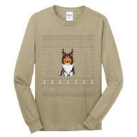 Ugly Xmas Sweater Style Rough Collie Dog Reindeer Christmas Tall Long Sleeve T-Shirt