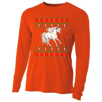 Ugly Xmas Style Santa Hat Horse Christmas Gift Cooling Performance Long Sleeve Crew