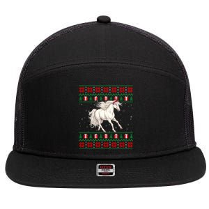 Ugly Xmas Style Santa Hat Horse Christmas Gift 7 Panel Mesh Trucker Snapback Hat