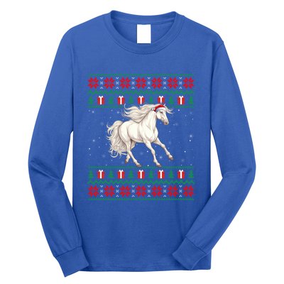 Ugly Xmas Style Santa Hat Horse Christmas Gift Long Sleeve Shirt