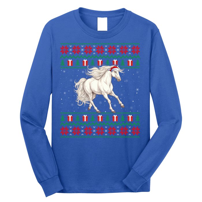 Ugly Xmas Style Santa Hat Horse Christmas Gift Long Sleeve Shirt