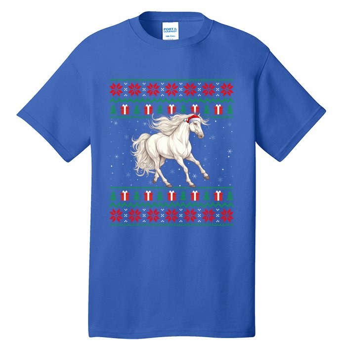 Ugly Xmas Style Santa Hat Horse Christmas Gift Tall T-Shirt