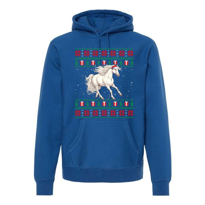 Ugly Xmas Style Santa Hat Horse Christmas Gift Premium Hoodie