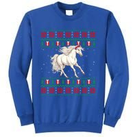 Ugly Xmas Style Santa Hat Horse Christmas Gift Tall Sweatshirt