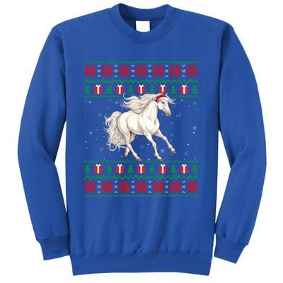 Ugly Xmas Style Santa Hat Horse Christmas Gift Tall Sweatshirt