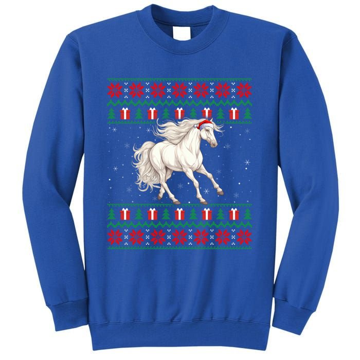 Ugly Xmas Style Santa Hat Horse Christmas Gift Tall Sweatshirt