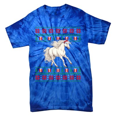 Ugly Xmas Style Santa Hat Horse Christmas Gift Tie-Dye T-Shirt