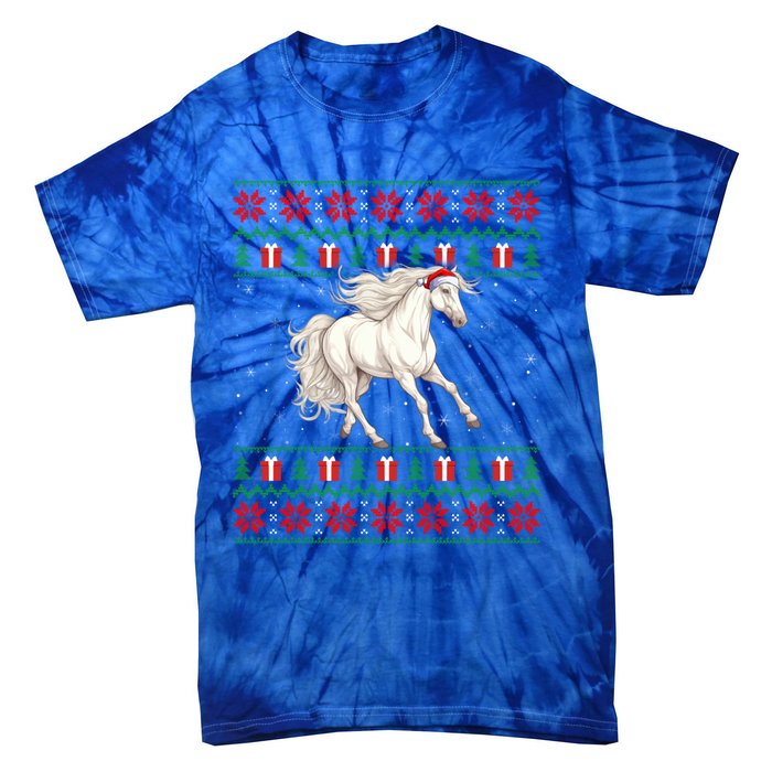 Ugly Xmas Style Santa Hat Horse Christmas Gift Tie-Dye T-Shirt