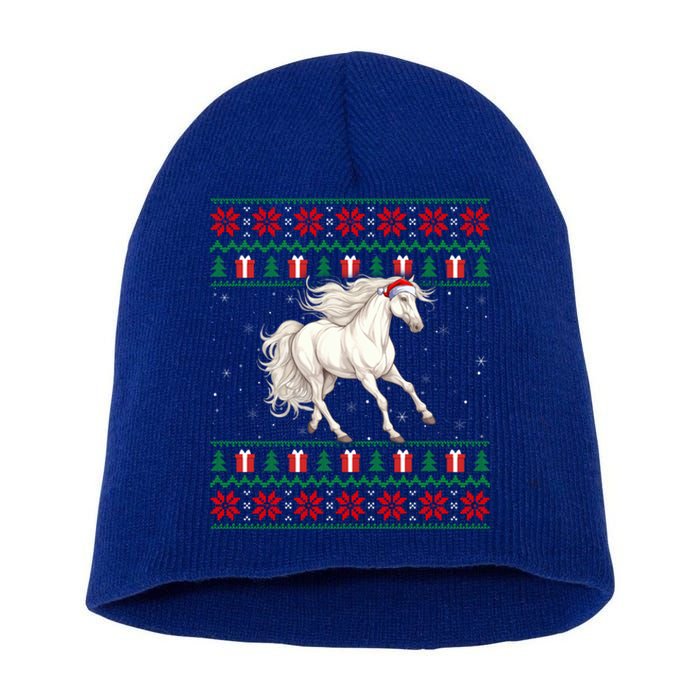 Ugly Xmas Style Santa Hat Horse Christmas Gift Short Acrylic Beanie