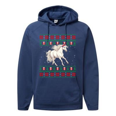 Ugly Xmas Style Santa Hat Horse Christmas Gift Performance Fleece Hoodie