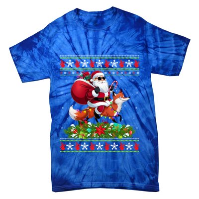 Ugly Xmas Style Santa Riding Fox Christmas Meaningful Gift Tie-Dye T-Shirt