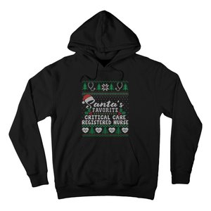 Ugly Xmas Santa's Favorite Critical Care Registered Nurse Hoodie